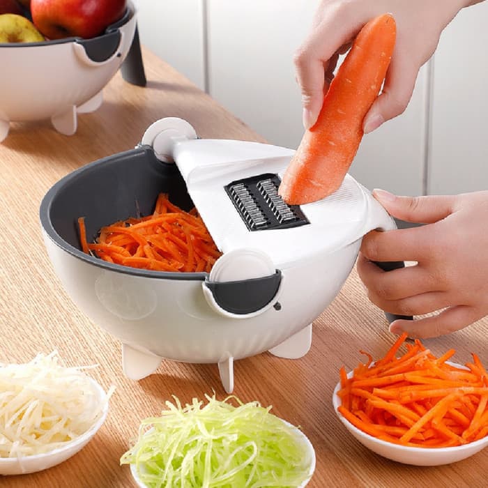 Multifunctional Rotate Vegetable Slicer with Basket 9 in 1